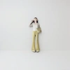 Yellow trousers for women, high-waisted and slimming straight-leg casual pants, the same style for models Specification image